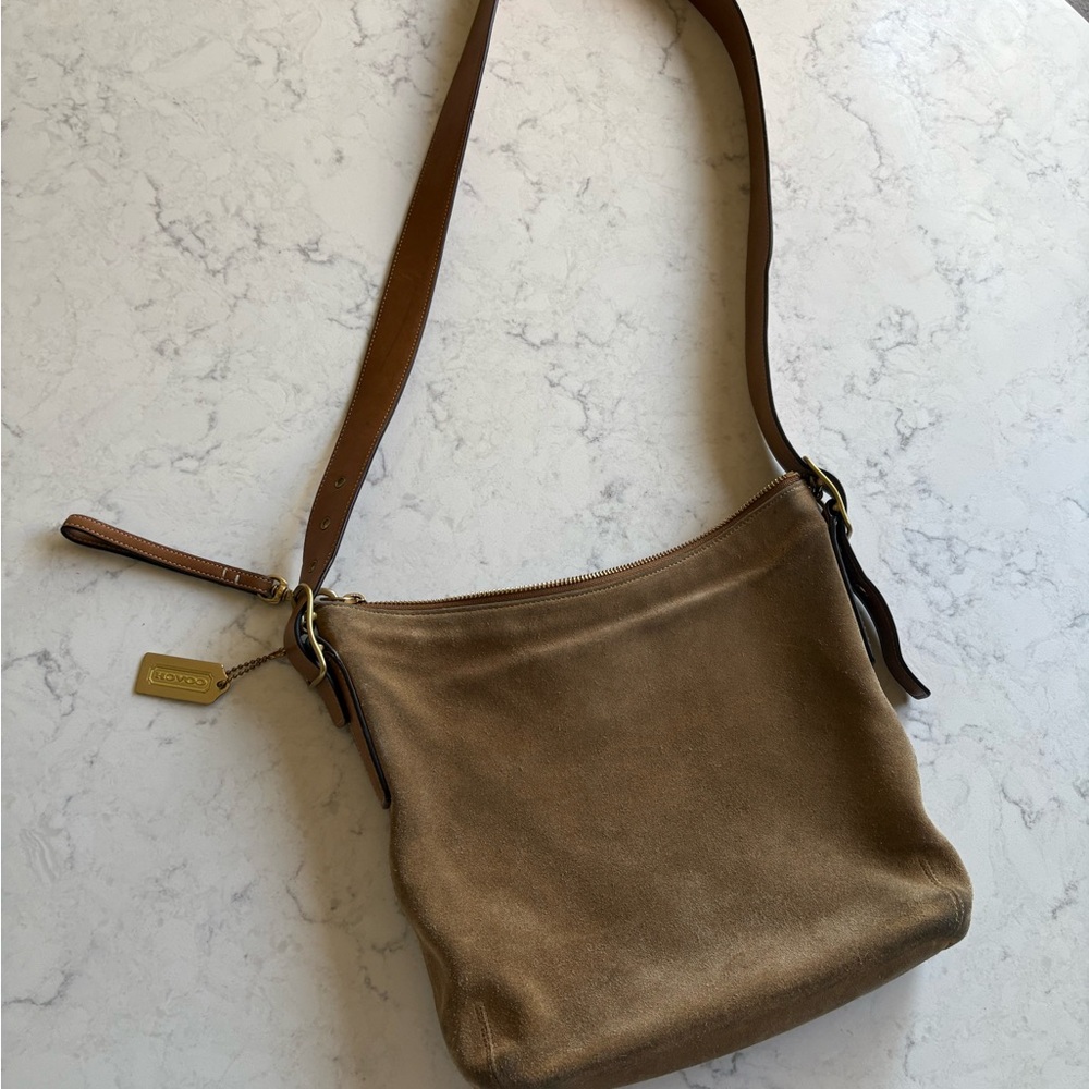 Vintage Coach Suede Shoulder Bag - Picture 2 of 11